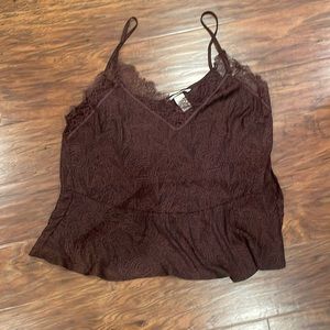 Purple paisley silky lace top